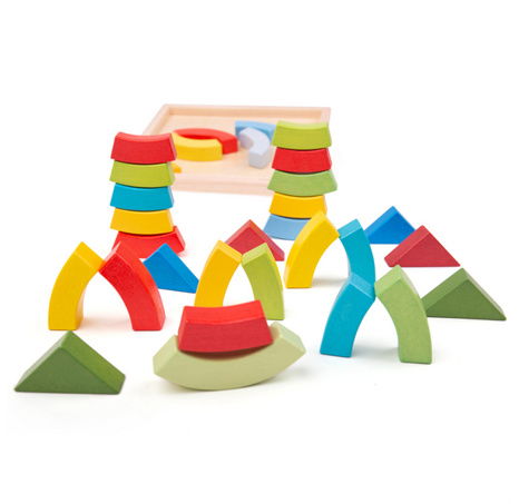 Bigjigs Toys Dřevěné skládací oblouky a trojúhelníky