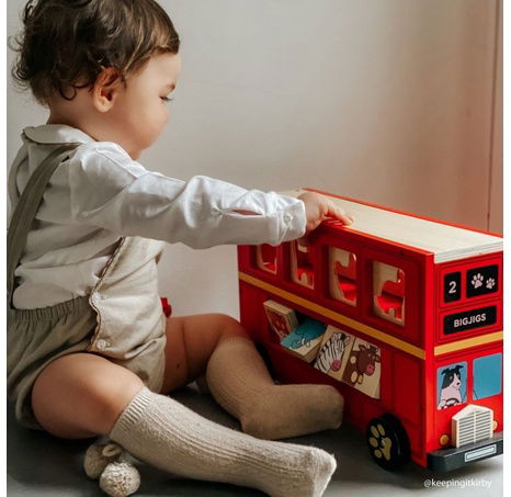 Bigjigs Toys Dřevěný autobus se zvířátky