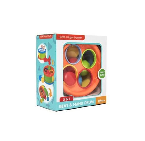 Zatloukačka/Bubínek 17cm 2v1 plast s kladívkem s míčky 4ks