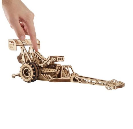 Ugears 3D dřevěné mechanické puzzle Závodní auto (dragster)