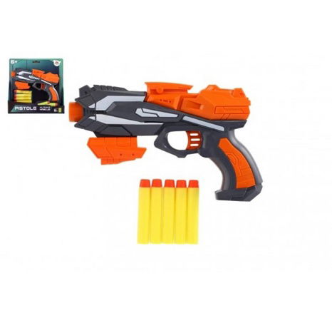 Pistole orange für Schaumstoffpatronen + 5 Stück Patronen