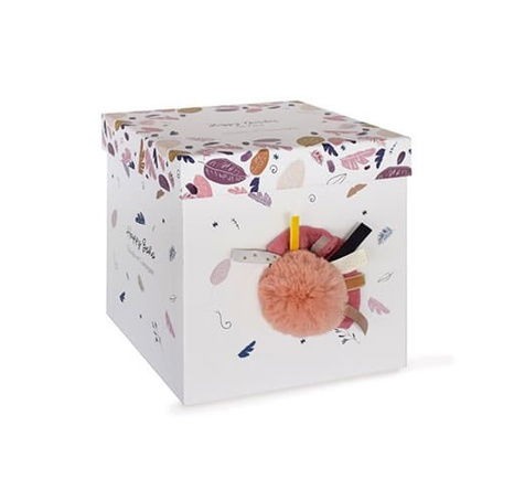 Doudou Dárková sada - Plyšový králíček s tmavě růžovou bambulkou 25 cm