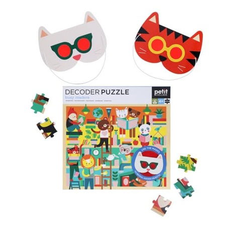 Petit Collage Puzzle Bibliothek 100 Teile mit 3D-Brille