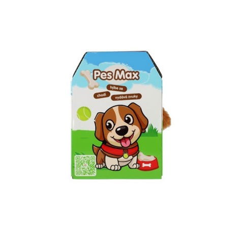 Pes Max 15x12cm na baterie se zvukem s pohybem v krabici