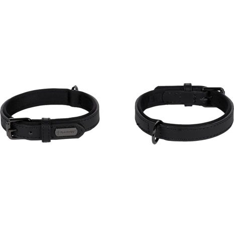 Flamingo Binti Kožený obojek s neoprenem Černá S/M