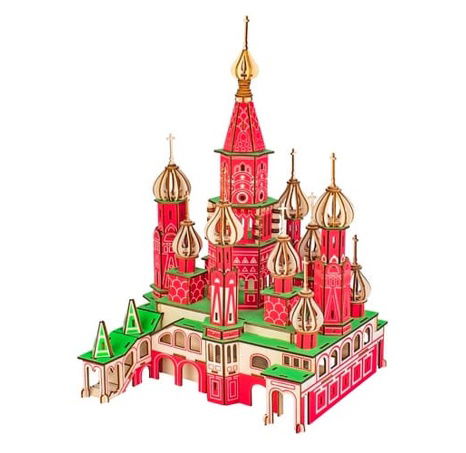 Woodcraft Holzpuzzle 3D-Tempel des Heiligen Basilius des Seligen farbig