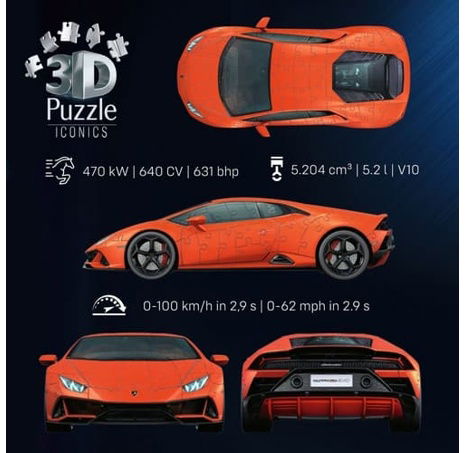 Iconics 3D puzzle Lamborghini Huracán Evo oranžové