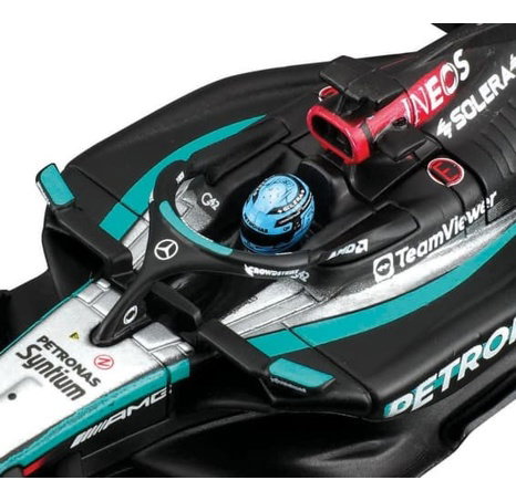 Bburago - RACE Formule F1 v dekorativním boxu, Mercedes-AMG Petronas W15 (2024), #63 G.Russell, 1:43