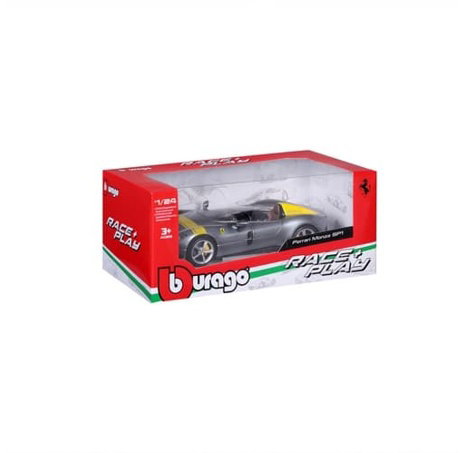 Bburago - RACE+PLAY, Ferrari Monza SP1, stříbrná, 1:24