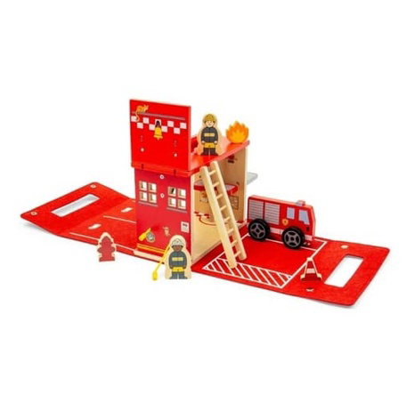 Bigjigs Toys Dřevěná hasičská stanice na cesty