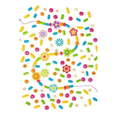 Bigjigs Toys Sada dřevěných korálků Summer Flowers