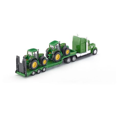 SIKU Farmer 1837 - Tahač s podvalníkem a traktory John Deere, měřítko 1:87