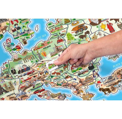 Magnetická mapa EVROPY, společenská hra  3 v 1 v AJ