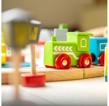 Bigjigs Rail Dřevěná vláčkodráha město a vesnice 101 dílů