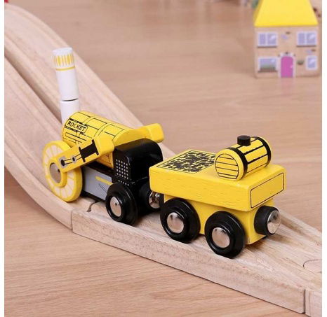Bigjigs Rail Replika historické lokomotivy Rocket + 2 koleje
