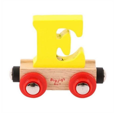 Bigjigs Rail Wagon Holzschienenbahn - Buchstabe E