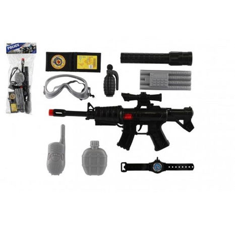Pistole/samopal policejní 38cm plast s doplňky