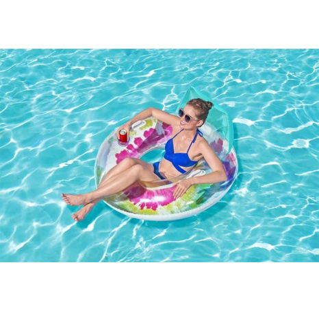 Nafukovací kruh/křeslo s úchyty Tie Dye, 118x117 cm