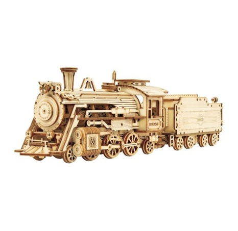 RoboTime dřevěné 3D puzzle Parní lokomotiva