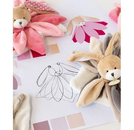 Doudou Dárková sada - plyšový usínáček králíček růžový 28 cm