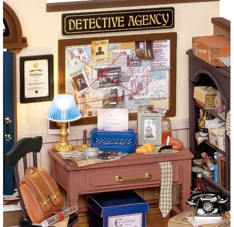 RoboTime-Miniaturhaus Büro eines Privatdetektivs