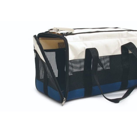 Beeztees Cestovní taška krémová modrá 43x25x27cm