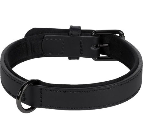 Flamingo Binti Kožený obojek s neoprenem Černá S/M