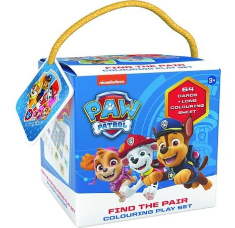 Pexeso na cesty s omalovánkami Tlapková patrola/Paw Patrol v krabičce 12x12cm