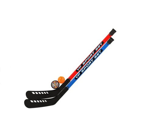 Hokejka pozemní 2ks plast 92cm + florbalový míček + puk v síťce