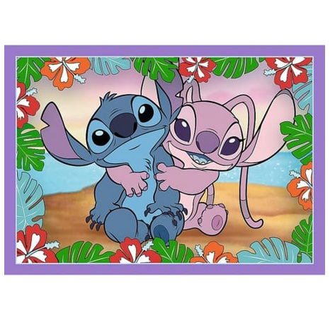 Puzzle 4v1 Bláznivý den Lilo&Stitch v krabici 28x28x6cm