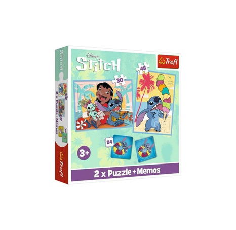Puzzle 2v1 + pexeso Šťastný den Lilo&Stitche 27,5x20,5cm v krabici 28x28x6cm