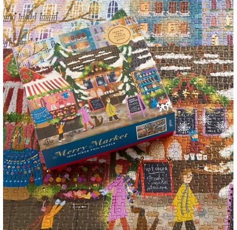 Galison Fóliové puzzle Joy Laforme Vánoční trhy 1000 dílků