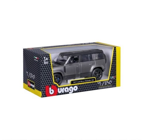 Bburago - Auta HOBBY, 2022 Land Rover Defender 110, šedá metalíza, 1:24