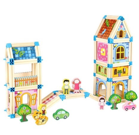 2Kids Toys Dřevěná stavebnice Zámek barevný