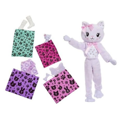 Barbie CUTIE REVEAL Barbie sladké mašle - fialové kotě
