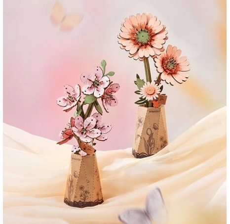 RoboTime 3D dřevěná skládačka Oranžová gerbera