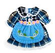 Bigjigs Toys Modré kostkované šaty pro panenku 34 cm