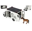 Tiertransportwagen Kunststoff 28cm mit Pferd auf Schwungrad mit Licht mit Sound grau im Karton
