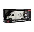 Tiertransportwagen Kunststoff 28cm mit Pferd auf Schwungrad mit Licht mit Sound grau im Karton