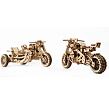 Ugears 3D dřevěné mechanické puzzle UGR-10 Motorka (scrambler) s vozíkem